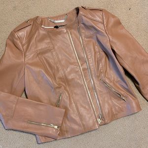 White House black market tan Leather jacket